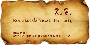Kosztolánczi Hartvig névjegykártya
